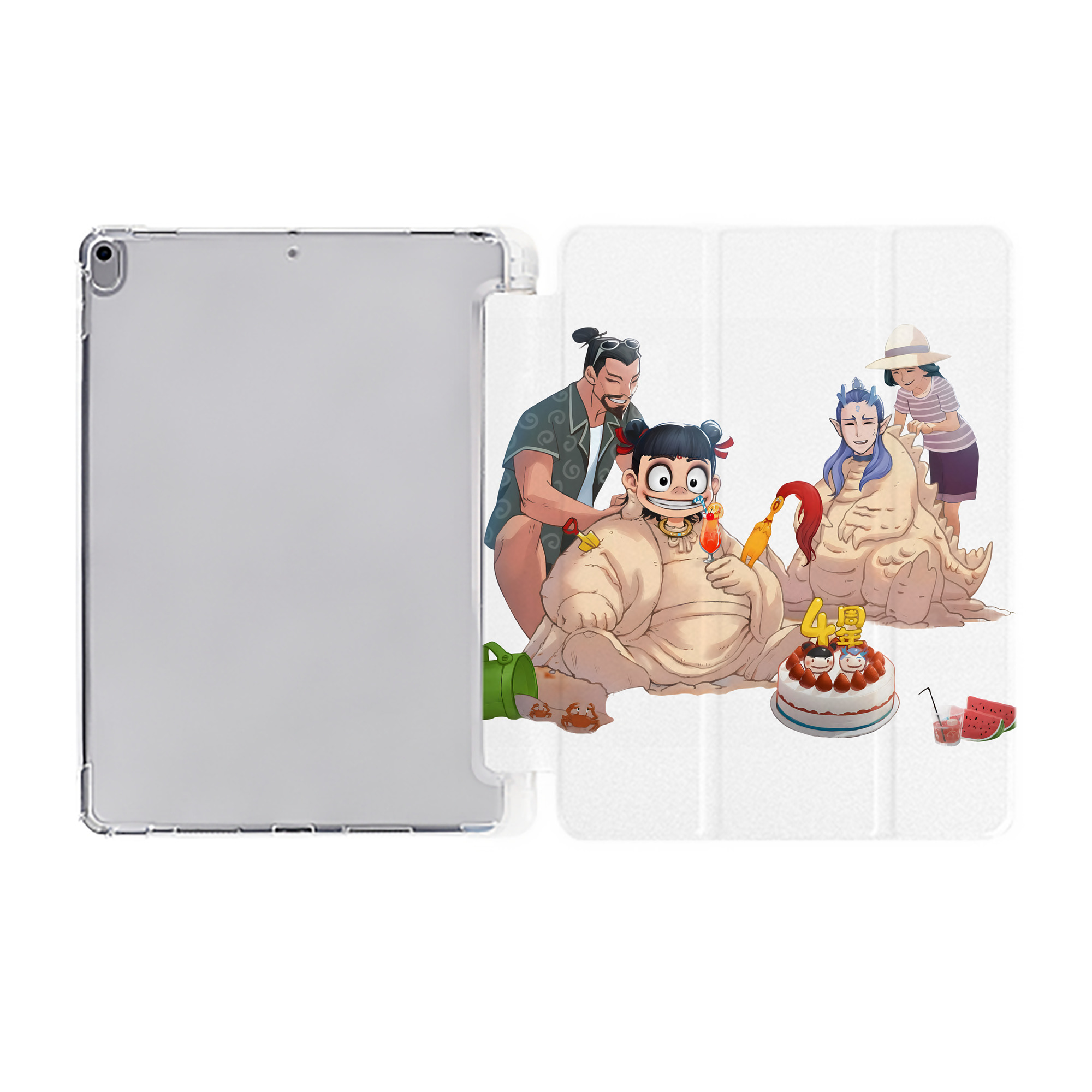 （画像用） Ne Zha 2 ナタ 魔童の大暴れ IPad ケース ペン収納付き 三つ折りスタンド PUレザー×シリコン 対応機種9.5/10.5/10.9インチ